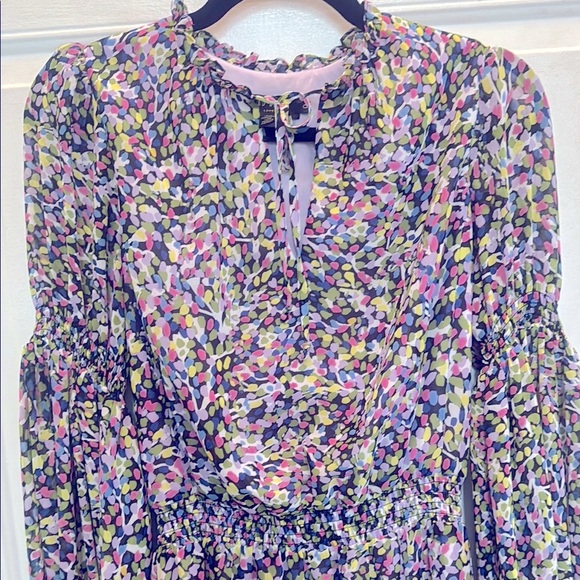 Ted Baker London Karlie Multicolor Black Smocked Detail Tiered Mini Dress - Picture 4 of 9